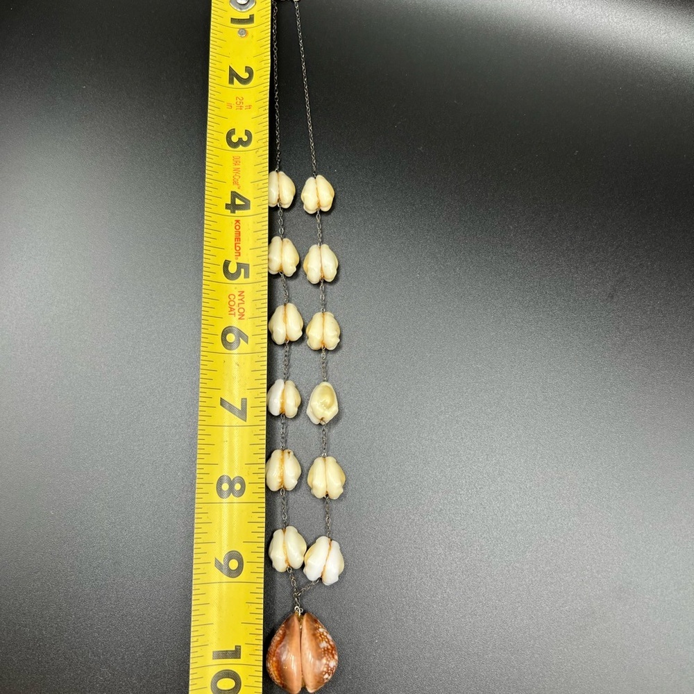 Vtg Handmade Cowrie Shell Necklace Marked Sterling - Picture 8 of 11